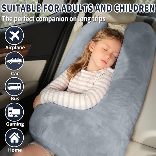 Image of 2PCS Travel Pillow,Car Pillow on Road Trip,Pink+Blue