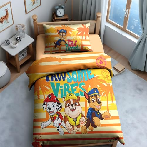 Image of Sassoon Paw Patrol Digital Printed, Cotton Single Bedsheet, 300 TC, 1 Pillow Cover, Fade Resistant, Bedsheet for Kid's Bedroom, (1.50m X 2.35m)