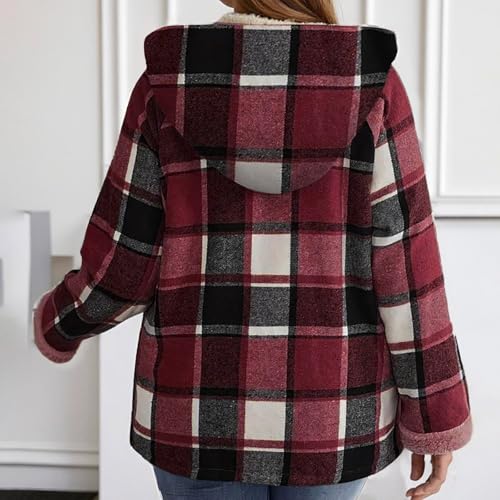 Flannel Jacket Women Casual Long Sleeve Zip Up Plaid Jackets Shacket Sherpa Lined Warm Fall Winter Coats Outwear4