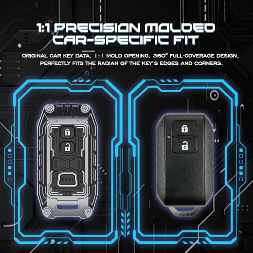 Image of Keyzone Iron Core Key Cover Compatible for Suzuki Victoris,Swift,DZire,Baleno,Ertiga,Grand Vitara, Brezza,Fronx,Jimny XL6, Ignis, Toyota Glanza, Urban Cruiser Hyryder, Rumion 2B smart (Gunmetal)