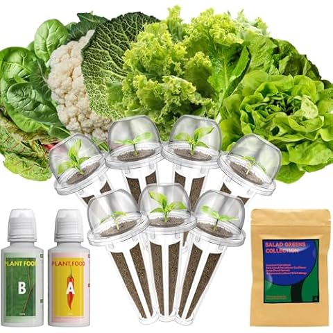 Lyko Heirloom Salad Greens Seed Pod Kit for AeroGarden, iDoo, Ahopegarden, GARDENCUBE, 7 Pods with American Fast/Paris Island/Buttercrunch Lettuce, Spinach, Swiss Chard, Cauliflower, Wild Cabbage Cover