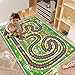 Kids Car Rug, Race Track Playmat Rugs for Cars, Road Traffic Carpet for Playroom, Fun City Life Map Toy Play Mat for Bedroom Boys(Green Grass Track,2.6×3.9ft/31×47in)