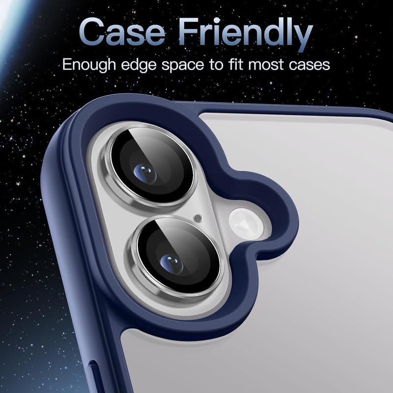 Image of Skinomi Camera Lens Protector for iPhone 15 plus [Anti-Scratch] Premium Tempered Glass Film Aluminum Alloy Lens Ring Cover, Silver (Set of 3)