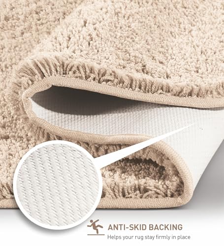 Image of Obsessions Ultra-Absorbent Quick-Dry Bath Mat | 1400 GSM Polyester | Soft, Non-Slip & Fast-Drying Bathroom Rug for Safety & Comfort | 50 x 70 cm | Light Beige