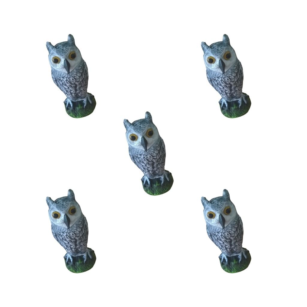 5 set grande gufo finto esca caccia deterrente uccello piccione gatto corvo testa dritta spaventapasseri giardino patio controllo parassiti ornamenti