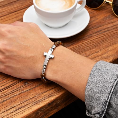 Pulsera cruz cristiana ajustable para hombre miniatura 3