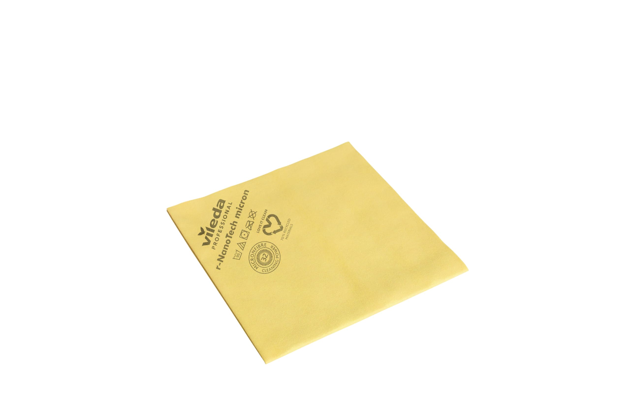 Vileda ProfessionalNanoTech Microfiber Cloths | AntiMicrobial Properties within Cloth | Streak Free Cleaning | Odor Resistant | 5 Pack Yellow 128600