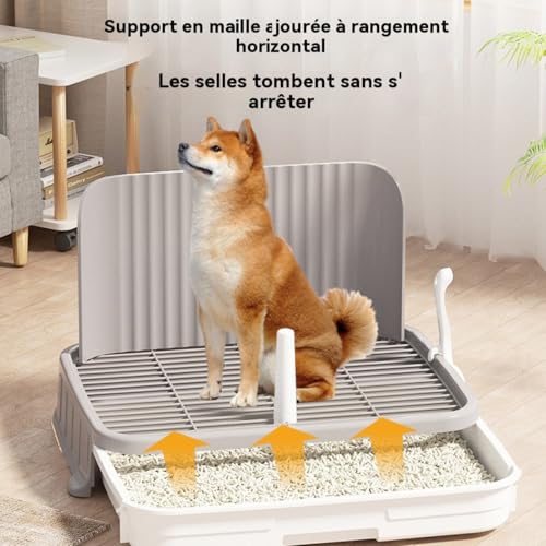 Katzentoilette für Hunde mit Spritzschutz – XXL – mit abnehmbarem Gitter und weißer Schale – schnelle Reinigung und auslaufsicher