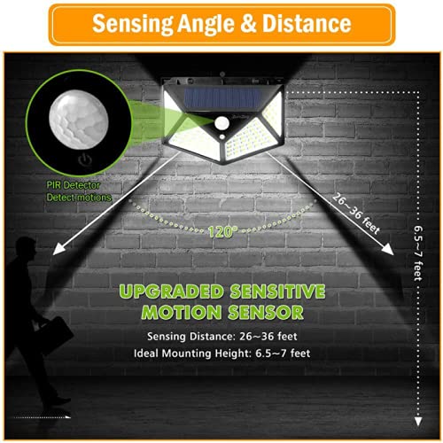Kit 4 Luminária Solar Parede Ao ar livre 100 led solar luz sensor de movimento à prova dwaterproof á