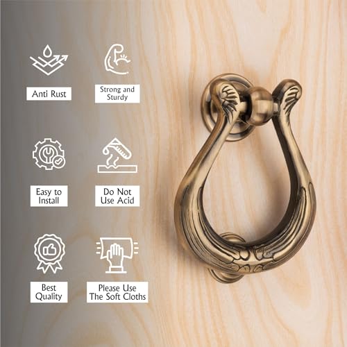 Image of COMPASS Rapid Door Knocker | Door Knocker | Handmade Door Knocker for Front Door Brass | 5 inch | Pack of 1