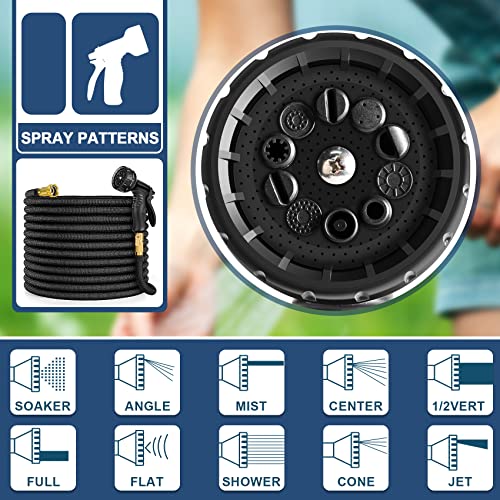 Expandable Garden Hose 100 ft, Water Hose with 10 Function Nozzle and Durable 4 Layers Latex, Lightweight Expandable Hose for Garden Watering, No-Kink Flexible Hose for Car Washing (100FT, Black)