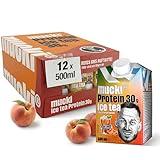 mucki PROTEIN DRINK EISTEE Pfirsich– Protein-Drink Fertig mit 30 g Protein – Zero Fat Trinkmahlzeit für Muskelaufbau & bewusste Ernährung – 12 x 500 ml Vorratspack