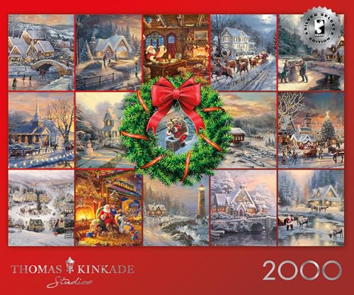 Buffalo Games Silver Select Puzzle Thomas Kinkade Winter Collage 2000 Piezas miniatura 1