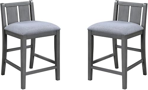 Graham - Juego de 2 sillas tapizadas con altura de mostrador, acabado gris