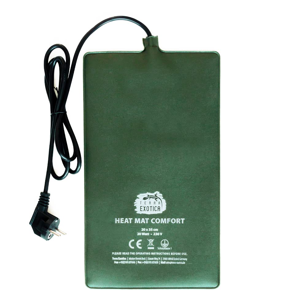 Terrarium Heizmatte Comfort 20 Watt, 20x35 cm - in 10W, 20W, 30W & 40W erhältlich - Wärmematte für Reptilien z.B. Schildkröten Schlangen Eidechsen - spritzwassergeschützt (Comfort Heizmatte, 20 Watt)