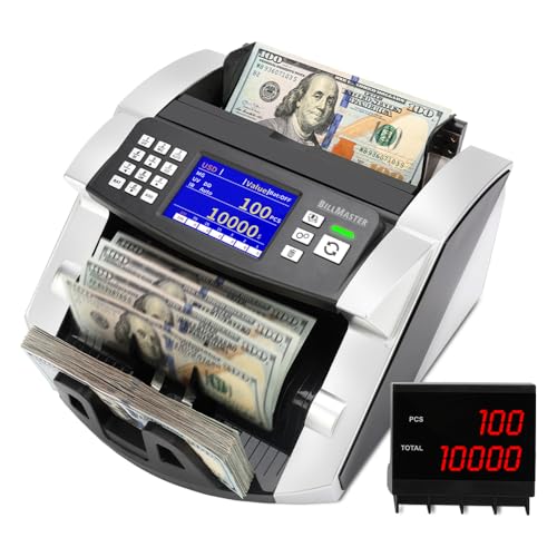 Money Counter Machine Touch Screen– Value Count USD EUR CAD MXN – Counterfeit Detection UV/MG/IR/DD & Batch/Add – Large TFT Color Screen – 1300 Bills/min Fast Speed Money Counter - US Service Team