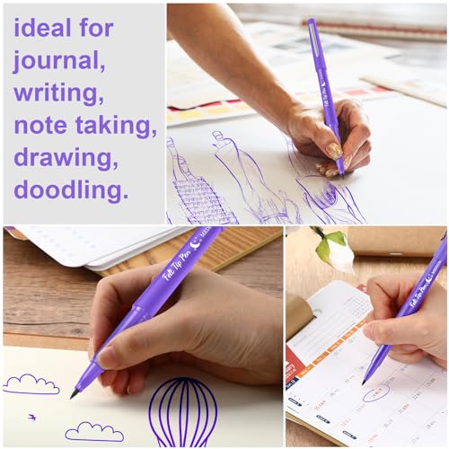 Image of Fuyoooo 36 Pcs Purple Felt Tip Pens Bulk, Quick Dry, 0.7 mm Medium Point