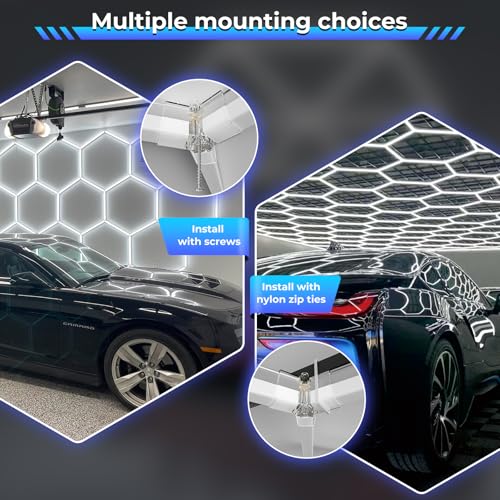 Gneng Led Garage Light-54W, 6500K 5940LM Garage Hexagon Shop Lights for Car Detailing, Workshop, Basement, Gym, Barber - image 7