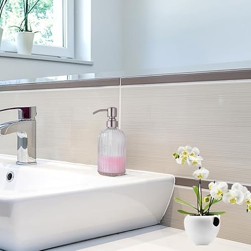 Gulica Glass Soap Dispensers With Brushed Nickel Pump Head thumb #1
