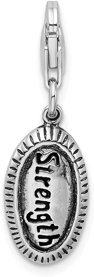 Solid 925 Sterling Silver Antiqued Strength Lobster Clasp Charm (0.35 x 1.38 Inches)