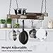 J JACKCUBE DESIGN Hanging Pot Rack Pan Ceiling Wall Mounted Hanger Multi- Purpose Rustic Wood and Metal Cookware Kitchen Storage Organizer With Utility 16 Hooks - MK603B