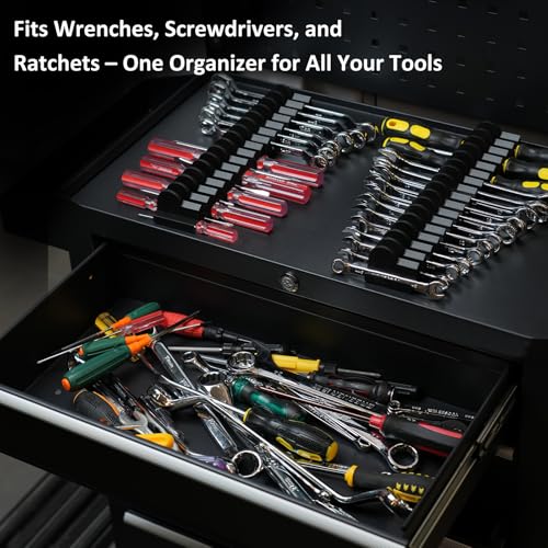 48pcs Magnetic Modular Screwdriver Organizer and Wrench Organizer for Tool Drawer and tool box. Modular & Expandable Screwdriver Holder with magnet, gift for brother and father. (48)
