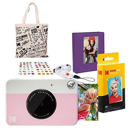 Kodak PRINTOMATIC Instant Print Camera (Pink) Gift Bundle (AMZASK2RODPK)