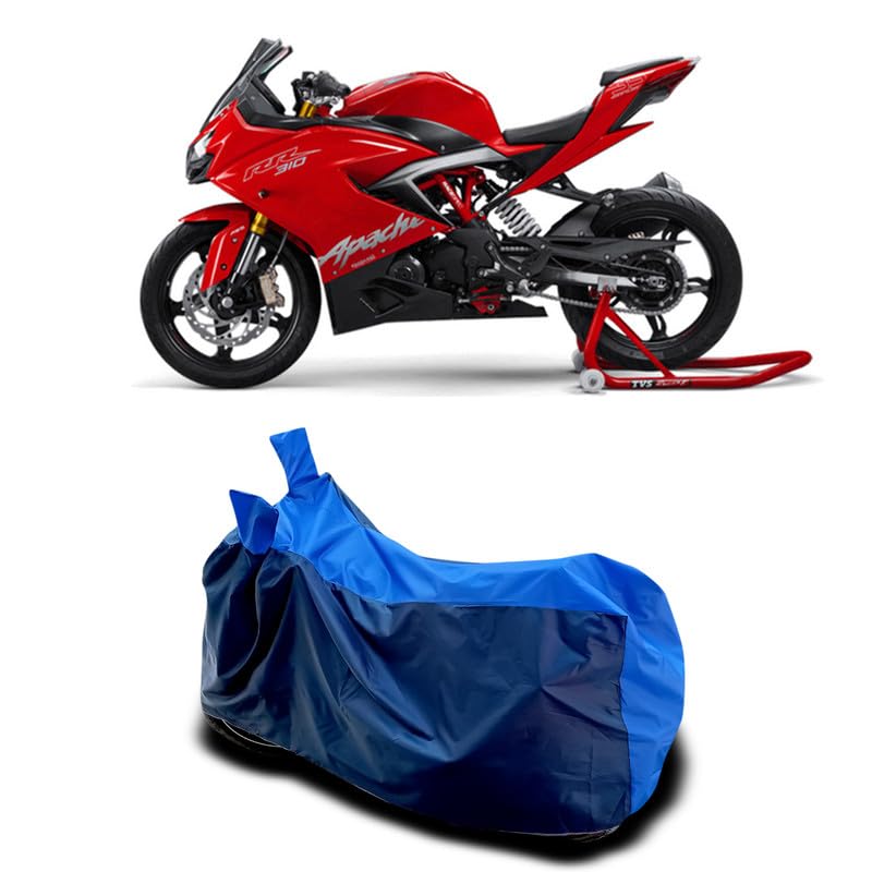 Image of DUFFEL-Two Wheeler Bike Body Cover Compatible for Tvs Apache RTR 310 Bs6 Heat Protectio /UV-Rays /Birds Dropping /DustProof /Waterproof All Variants [Nevay Blue]