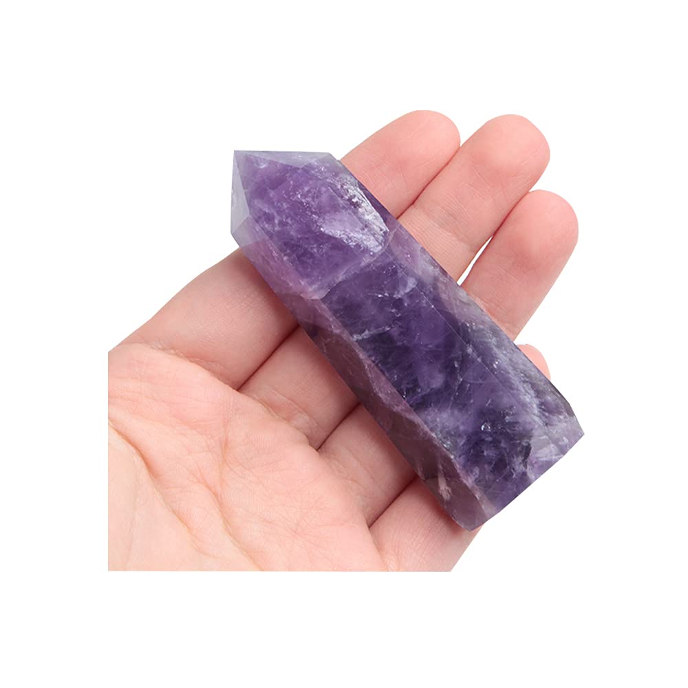 Acxico 1Pcs 70-80mm Natural Banded Chevron Dream Amethyst Quartz Crystal Point Wand Healing
