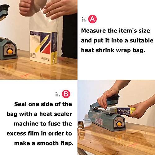 300 Stück Schrumpffolienbeutel Packfolien, CNYMANY 9,9x16 12,7x19 13,2x24 cm 3 Größen Klare Geruchlose Schrumpffolienverpackung für Hausgemachte DIY Verpackung Seife Kerze Glas Bad Bombe Geschenk