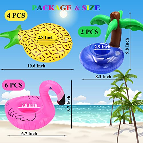 Uniqhia Floating Drink Holder For Pool Party, 12Pcs Hawaiian Pool Float Drink Holder Floats, Inflatable Drink Holder Pool Cup Holder, Flamingo Palm Trees Pineapple #TOP2