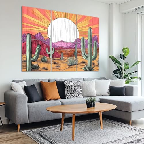 Paneles acústicos decorativos autoadhesivos 6 piezas 72"x48" con diseño boho occidental miniatura 6