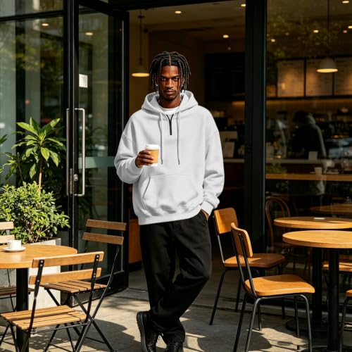 Fleece Hoodie Men Quarter Zip Fleece Lined Fall Hoodies Sweat Shirt - image 6