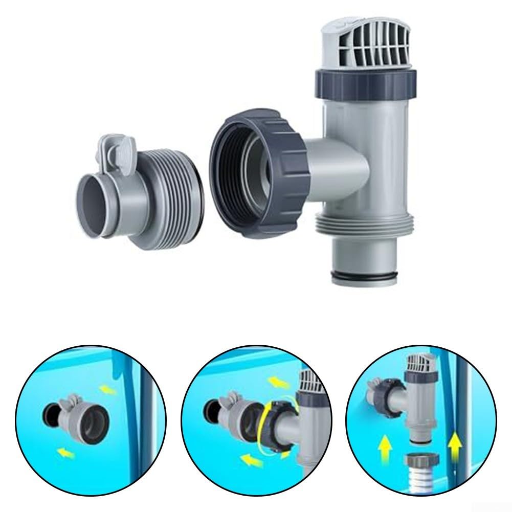 Adattatore di prolunga per tubo flessibile per Intex valvola a stantuffo per tubo diviso 1.5in a 1.5in connettore drto per piscina adattatore per tubo flessibile in plastica  15