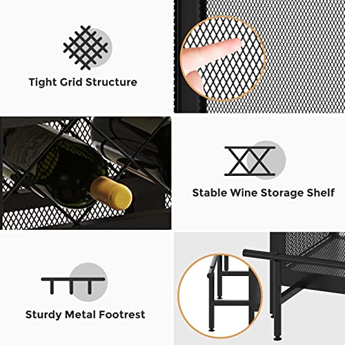 Rehoopex Home Bar, 4 Tier Industrial 51In Bar Cabinet, Farmhouse Liquor Cabinet With Footrest, Wood Bar Cabinet Wine Storage Shelf, Metal Buffet Cabinet For Home, Kitchen, Pub (Black) #TOP6