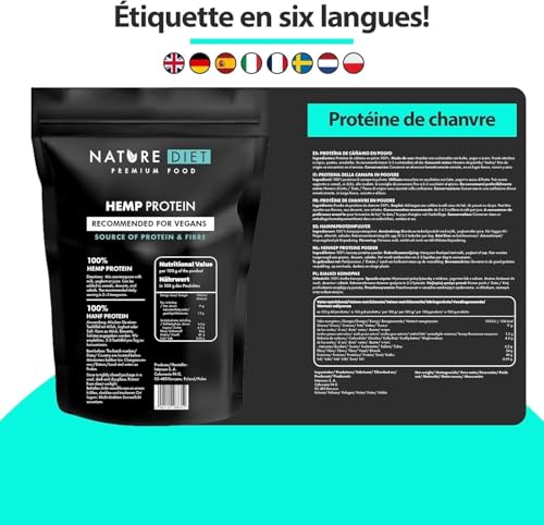 Nature Diet Protéine de Chanvre | 500 g | Protéine Végétale en Poudre | Riche en Fibres | Vegan, Sans Gluten & Sans Lactose | Idéale pour Smoothies, Shakes & Pâtisserie – Image 3