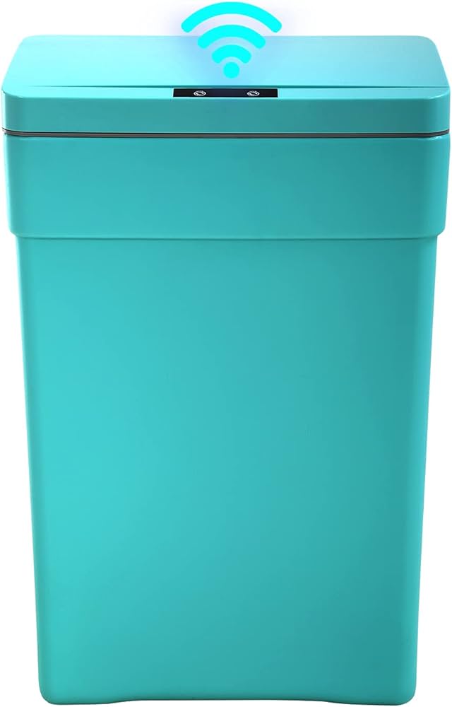 FLL 13 Gallon 50 Liter High-Capacity Automatic Trash Can,Touch Free Garbage Can,Plastic Kitchen Can Bedroom Waste Bin for Living Room Bathroom Home Office with Lid,Blue, 15.35 x 9.84 x 23.62 inches