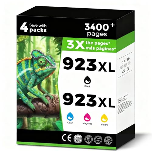 923XL (923e) Ink Cartridges Fit for HP OfficeJet Pro 8130e 8135e 8125e Printers Replacement for 923 e XL for HP923 8122e 8125e 8139e 8130 8132e 8134e 8138e 8124 8124e Black Cyan Magenta Yellow 4 Pack