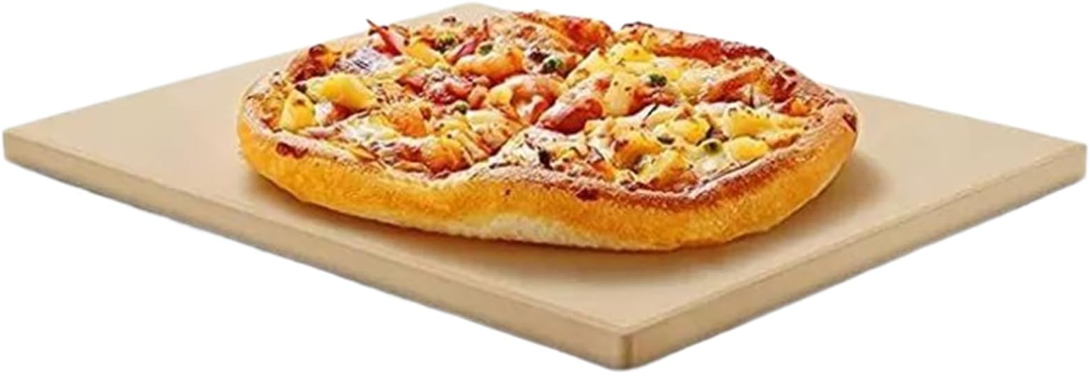 – Pizza Stone | Rectangular Baking Tray | Heat Resistant Pizza Stone for Indoors, Outdoors, Cooking, Baking, Bread, Restaurant, Camping, Barbecue, Kitchen, Oven