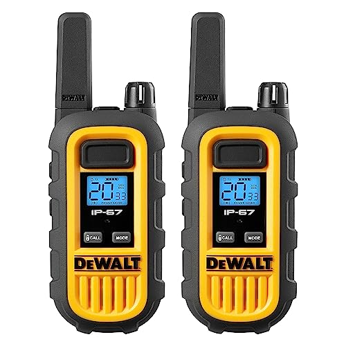 Image of DEWALT DXFRS300 FRS Walkie Talkies, Long Range 2 Way Radio, 1W, IP67 Waterproof, 6 Pack with 6 Speaker Mics, Gang Charger, DXFRS300BCH6-RM1