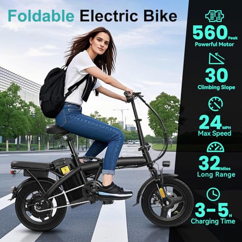 Electric Bike for Adults and Teens, 560-740W Motor, 20-25MPH