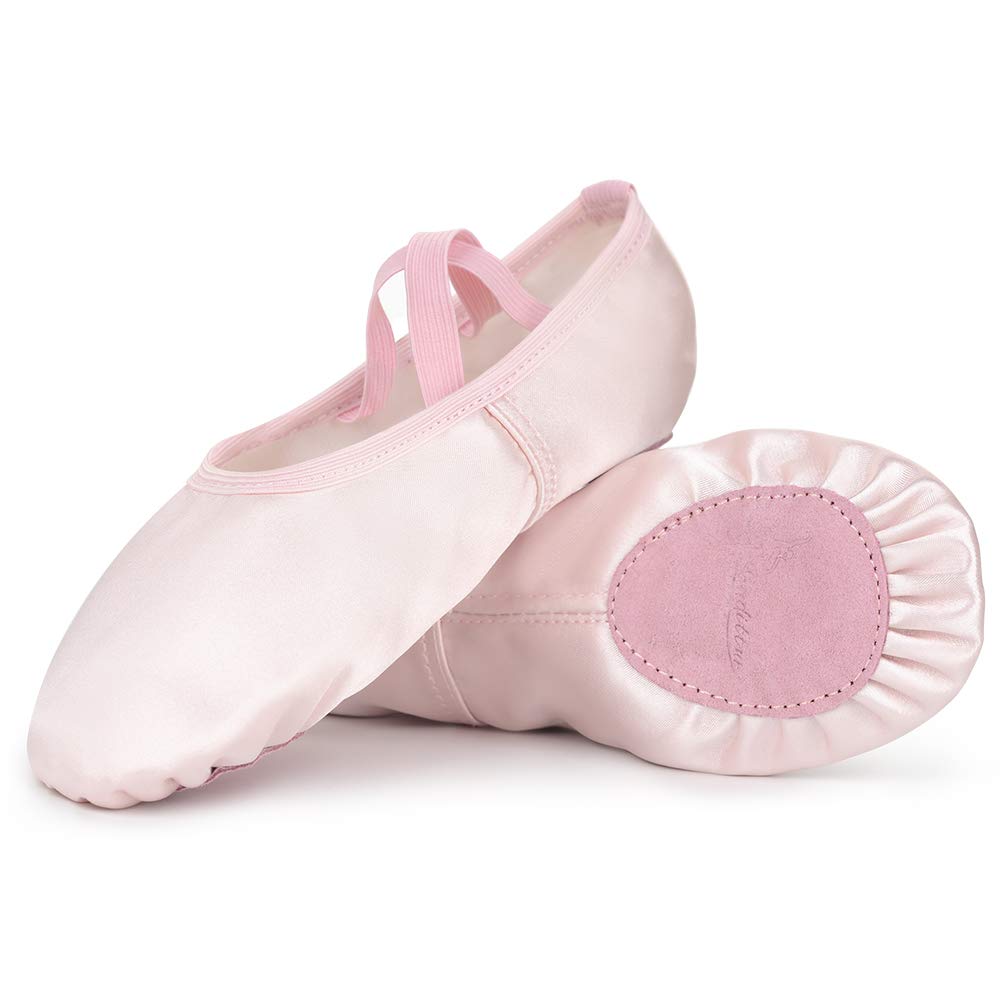 Girls Satin Ballet Slippers Split Sole Dance Flats