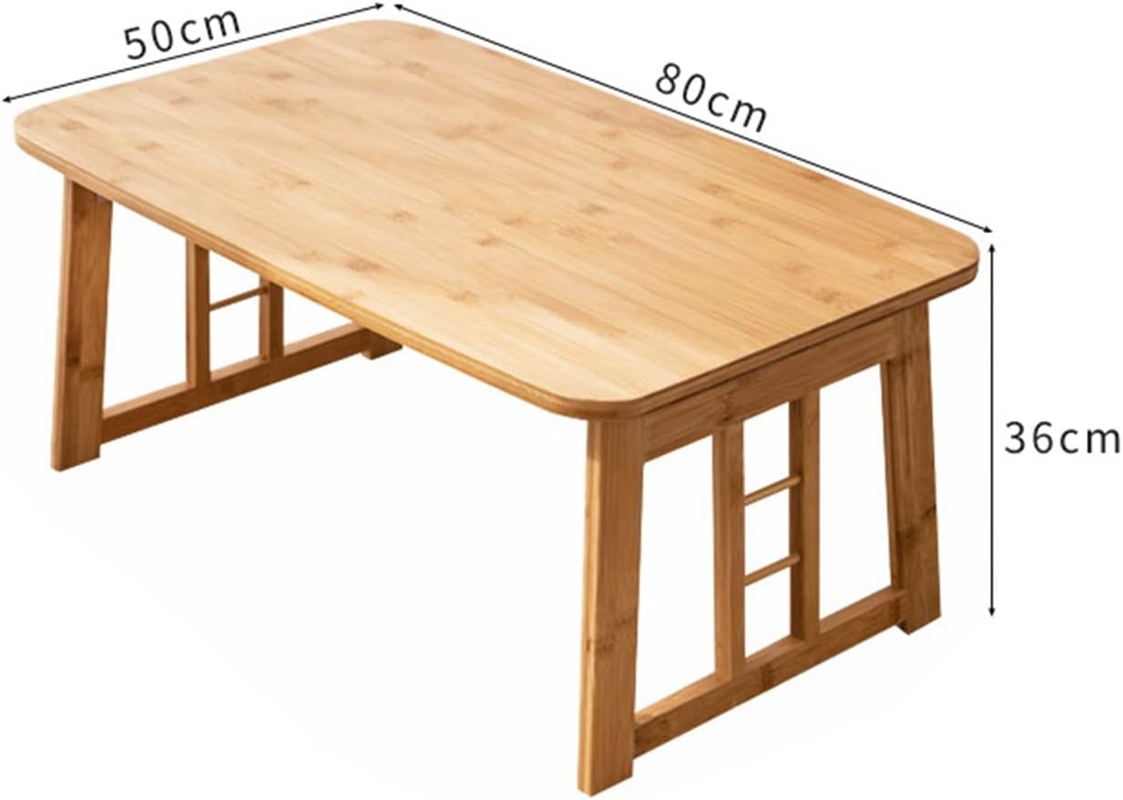 GJAGXQ Coffee Table Tatami Table Japanese-Style Bamboo Bed Tray Table with Foldable Legs Breakfast Tray for Sofa Bed Eating Working (Color : Wood Color, Size : 60 * 40 * 26cm)