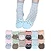 TININNA Lot de 6 paires de chaussettes d'hiver chaudes à rayures en coton mélangé pour femme
