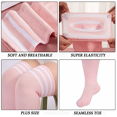 Image of Moon Wood Plus Size Thigh High Socks for Thick Thighs- Womens Knit Cotton Extra Long Over the Knee High Socks Leg Warmer