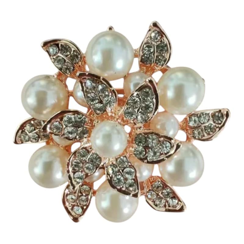 divine aura jewels Rose Gold Pearl Rosette Brooch Pin for Women, Alloy with Lobster Claw Clasp, 3.5x3.5x2 Centimetres, 30 Grams-picture-10