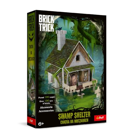 Trefl - Brick Trick: La Capanna delle Paludi/Swamp Shelter - Costruisci con i Mattoncini, Mattoncini ECO in Vero Mattone, Riutilizzabili, Kit Creativo per Bambini dai 6 Anni