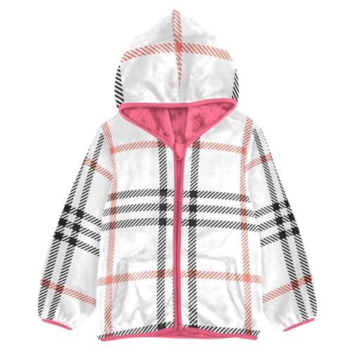 GuoChe Buffalo Plaid Tartan Check Red Fashion Tweed White Boys Winter Coats Sherpa Lined