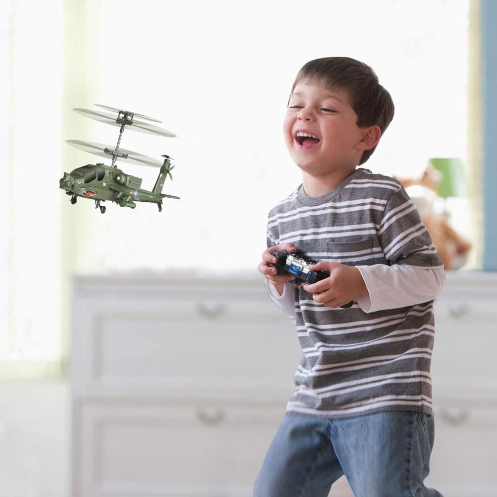 2.4GHZ Aereo telecomandato Apache Modello di Caccia Militare Simulazione Aereo Militare Elicottero Rc a 3,5 canali con giroscopio RTF per Principianti Aereo Elettrico per Interni