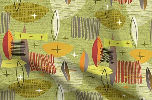 Spoonflower Mid Century Modern Graphic Green Fabric